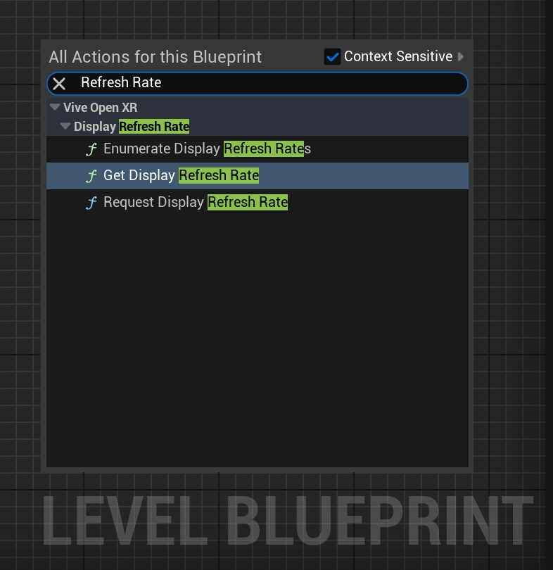 HTC VIVE OpenXR Plugin - VIVEOpenXR plugin refresh rate Blueprint functions